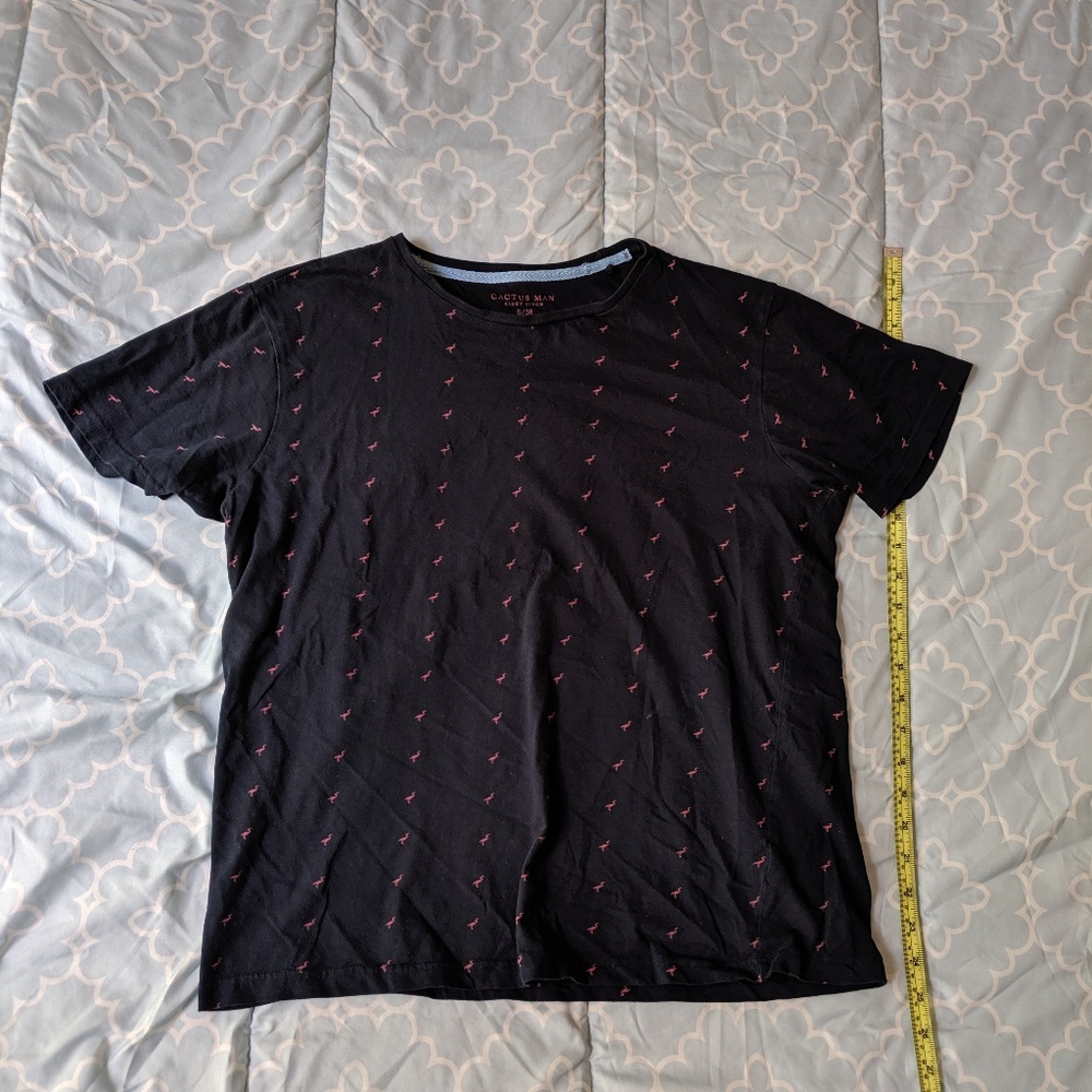 Cactus man pink flamingo tshirt